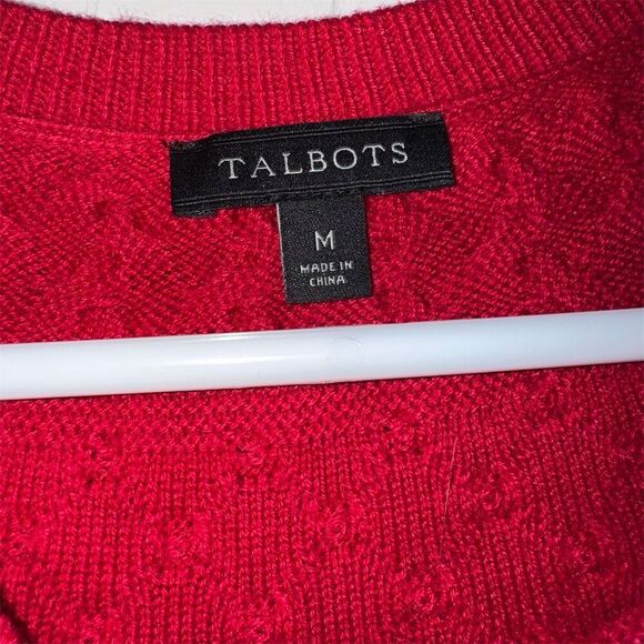 Women's Red Corton Cashmere blend Cable-Knit Sweater Fair isle monochrome Size M - Picture 5 of 6